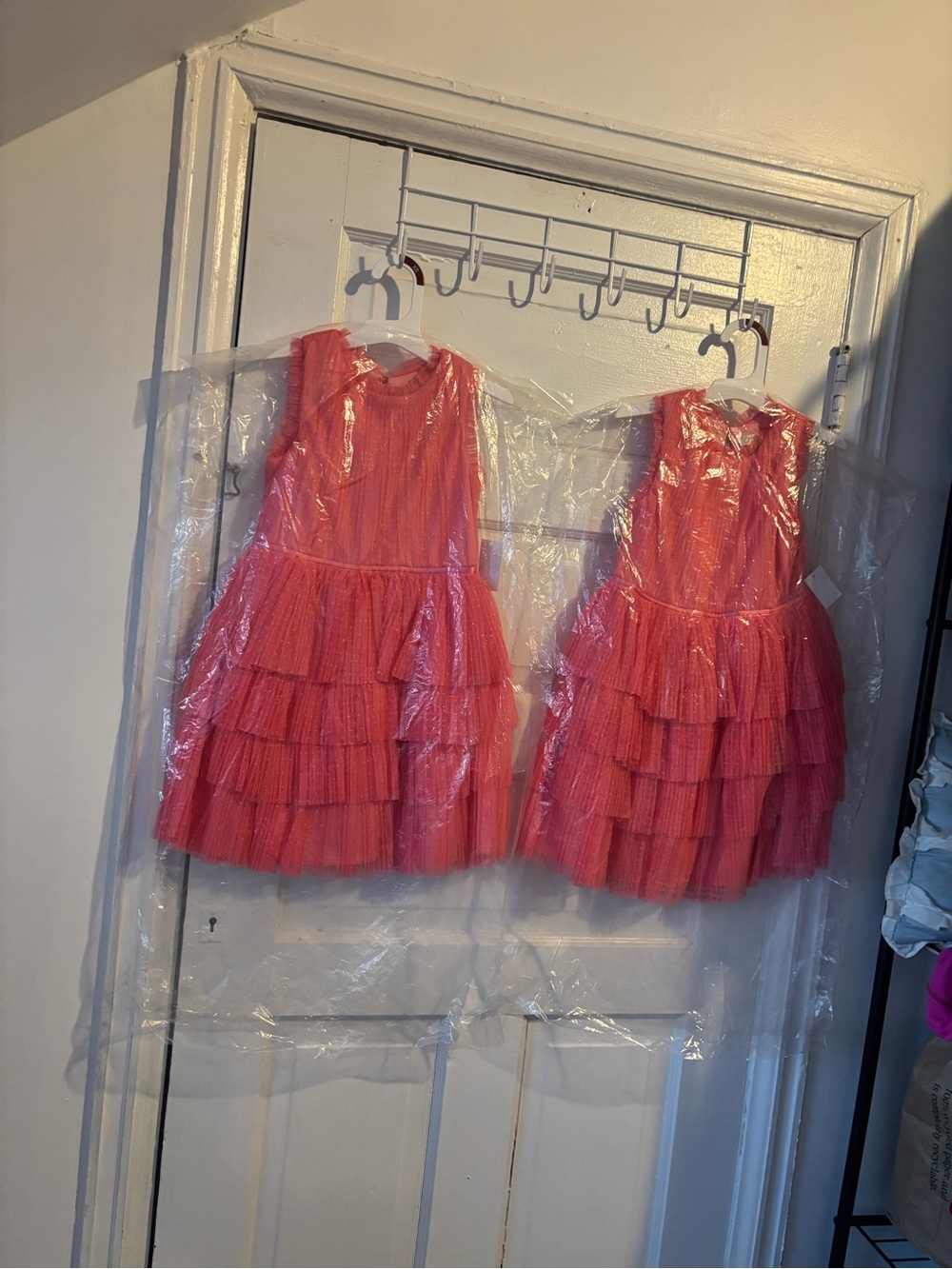 Coral Tiered Tulle Girl's Dress (Set of 2)